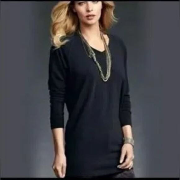 Cabi black v neck long sleeve knit tunic top size Small #125 - Picture 1 of 13